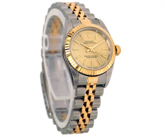 Rolex 76193 Yellow Gold & Steel on Jubilee, Fluted Bezel Champagne with Gold Index